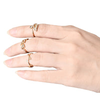 Women's 3pcs Alloy Gold/Silver Rhinestone Leaf Above Knuckle Finger Ring