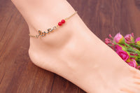 Lucky Red Seed Beads Gold Chain Love Letter Bracelet for Women