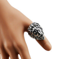 Trendy Titanium Steel Lion Head Animal Ring
