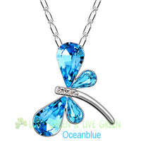 Austrian Crystal dragonfly butterfly Pendant Necklace for Women