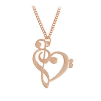 Fashion Hollow Heart Shaped Musical Note Pendant Necklace - sparklingselections