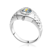 White Gold Color  Watch Shape Wedding Rings - sparklingselections