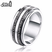 Simple Black Great Wall Rotated steel ring for Men