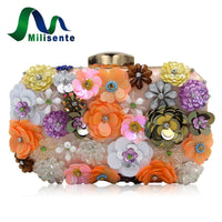 Milisente 2017 New Flower Women Clutches Champagne Beaded Clutch Bag Female Small Party Bags Wedding Purse - sparklingselections