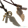 Vintage Angel Wing Leather Pendant Necklace for Men (1SBO 6OGP)