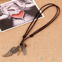 Vintage Angel Wing Leather Pendant Necklace for Men (1SBO 6OGP)