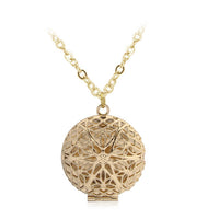 Hollow Round Secret Message Locket Pendant Necklace for Women