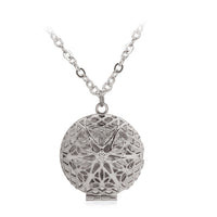 Hollow Round Secret Message Locket Pendant Necklace for Women