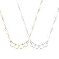 Strange 4 Tiny Square Charm Pendant Necklace for Women