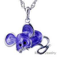 Antique Alloy colorful enamel Mouse Pendant Necklace for Women