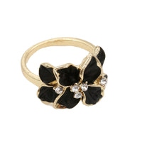 White & Black Gardenia Flower Rings for Women