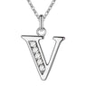 Letter V Bling Zircon Silver Plated Necklace for Women