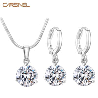 Round Cubic Zircon Necklace/Earrings Jewelry Sets - sparklingselections