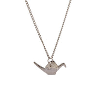 Metal Origami Crane Pendant Necklace for Women