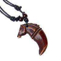 Retro Ethnic Vintage Beads Sweater Chains Horse Head  Pendant Necklace for MEN