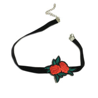 Trendy Embroidered Rose Flower Chokers Necklaces for Women (NL2111)