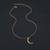 Gold Color Rhinestone Moon Pendant Necklace for Women