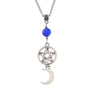Silver Pentagram and Moon Goddess Charm Pendant Necklace (Ne229)
