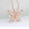 Rose Gold Opal Butterfly Pendant Necklace for Women