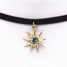 Velvet Leather Maxi Statement Rhinestone Thorn Pendant Necklace for Women