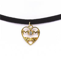 Black Choker Velvet Flower Heart Pendant Necklace for Women