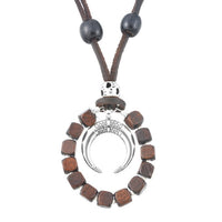Vintage Yoga Wood Beads Charms Pendant Necklace for Women