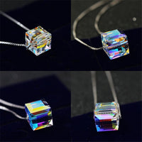 Silver Plated Aurora Sugar Cubes Crystal Clavicle Pendant Necklace for Women