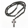 Catholic Christ Wooden Rosary Bead Cross Pendant Necklace