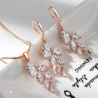Luxury Silver color Cubic Zircon Necklace and Earring set Jewelry - sparklingselections