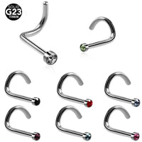 Titanium Nostril Nariz With Flat Gem Nostril Stud Nose Rings