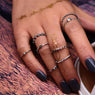 8 pcs/set Bohemian Vintage Crystal Midi Rings Set of Rings for Women