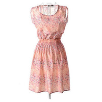 new Summer Women Slim Floral Print Chiffon Short Beach Mini Dress size sml - sparklingselections