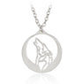 New Stylish Howling Wolf With Silver Moon Pendant Necklace