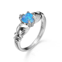Elegant Heart Cut Blue Opal Ring for Women
