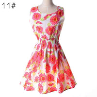 new Women Chiffon O-Neck Print Sleeveless Summer Dress size sml - sparklingselections