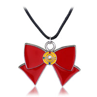 Red Bowknot Tie Pendant Necklace for Men and Women