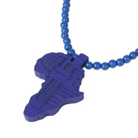 Blue Bead Necklace With African Map Pendant