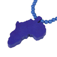 Blue Bead Necklace With African Map Pendant