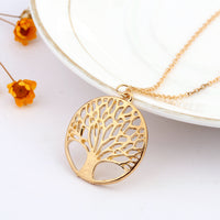 Circular Hollow Out Wishing Tree Pendant Necklace for men and Women