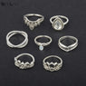 7pcs / Set Bohemian Big Water Drops Crystal Resin Ring For Women