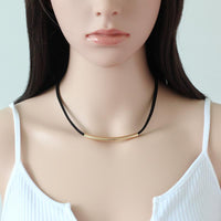 Women Sexy Black Leather Collar Necklace - sparklingselections