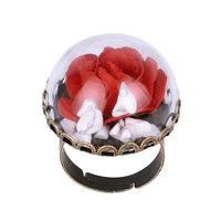 Glass Dried Rose Flowers Rings For Women - sparklingselections
