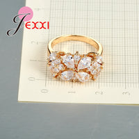 Narcissus Flower Clear White CZ Crystal Rings For Women