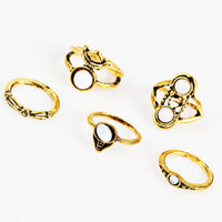 5 Pcs/set Boho White Stone Knuckle Ring Set for Women