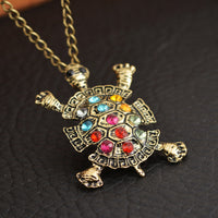 Vintage Little Cute Rhinestone Turtle Necklace & Pendants For Women