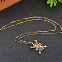 Vintage Little Cute Rhinestone Turtle Necklace & Pendants For Women