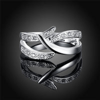 Trendy Hollow Style Crystal CZ Stone Bling Shine Ring