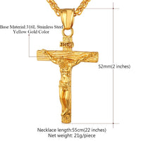 Crucifix Jesus Piece Pendant Necklace - sparklingselections