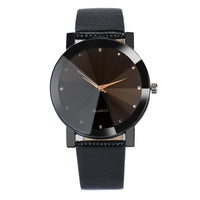 Unisex Quartz Stainless Steel Dial Leather Band Wristwatch - sparklingselections