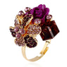 Crystal Opening Purple Flower Ring For Women